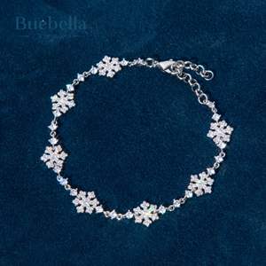 10mm Iced Snowflake Link <b>Bracelet</b> for Men 14K White <b>Gold</b> Plated 925 Sterling Silver Moissanite <b>Bracelets</b> - Product Image 3