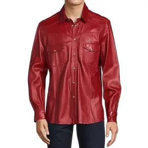 Hot Sale maßge schneiderte Leder hemd Männer offen mit Lederhemd Manufaktur Männer Leder Bestseller Shirt