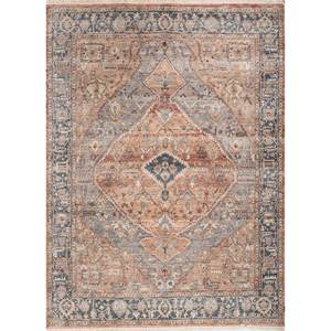 Alfombra de Lana Anudada a Mano Someplace in Time, Diseño de Medallón Rojo y Naranja, Estilo Afgano EA-1519 para Uso Doméstico - Product Image 1