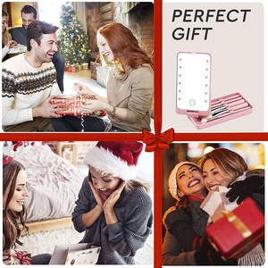 Espejo de Maquillaje LED de Escritorio, Espejo Cosmético Compacto de Una Sola Cara, Rectangular, Plegable, Portátil, con Función de Aumento - Product Image 1