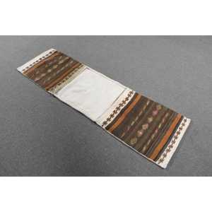 Turkish Runner Rug 1.7x5.9 ft Vintage Kilim Moroccan <b>Wool</b> Patchwork Rug with Latex Backing Eco-Friendly - Product Image 2