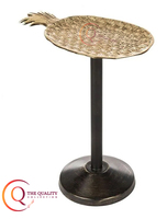 Calidad de lujo antiguo chapado en oro hoteles y muebles de sala de estar mesa de latón y vidrio superior redondo muebles de lujo mesa auxiliar