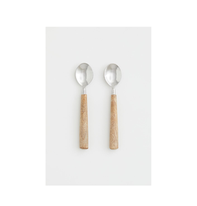 Cuchara de acero inoxidable para ensalada, tenedor para ensalada con mango de madera, cuchara para servir, tenedor para servir con caja de color, juego de utensilios - Product Image 4