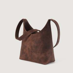 Sac hobo authentique en cuir marron vieilli - Product Image 3