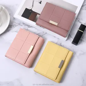 Casual fashionable women girl business leisure short wallet card holder pu leather mini coin purse multicard wallet