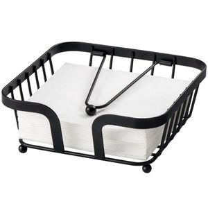 Porte-serviettes et distributeur en métal noir au design moderne, organisateur autonome pour la maison et les restaurants - Product Image 6