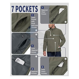 แจ็คเก็ตกันลมสำหรับผู้ชายเสื้อแจ็คเก็ตยุทธวิธีกันลมทนทานและอบอุ่นสำหรับใส่กลางแจ้งมีโลโก้ตามสั่ง - Product Image 3