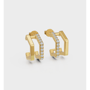 Hexagon Diamond <b>Huggie</b> Earrings - Product Image 6