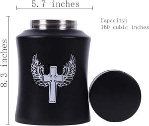 Urnas de árbol de la vida para cenizas humanas-Urnas de cremación para adultos para urnas funerarias, funerarias o cruzadas en el hogar (160 pulgadas cúbicas negras (Cruz) - Product Image 3