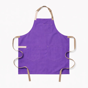 Tablier simple en toile bleue sans manches avec 3 poches, écologique, résistant à l'eau, lavable en machine, pour la cuisine et l'usage quotidien - Product Image 6