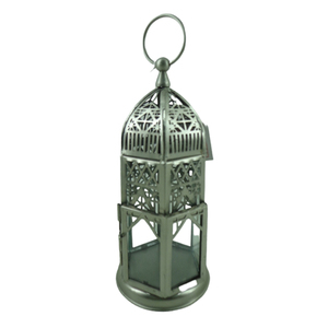 Festival decorativo Metal cabaña en forma de linterna 3D piedra gris vela tarro para Navidad y decoración del hogar hecho a mano - Product Image 6