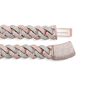 Collar de cadena de eslabones cubanos de diamante de moissanita de plata de ley chapada en oro completamente helado para hombres - Product Image 2