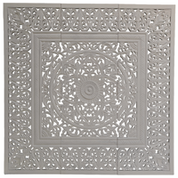Décoration murale en bois sculpté Mandala Smart Art, mobilier de chambre en bois d'ingénierie, style Boho côtier, tête de lit blanchie à la chaux, lot de 3