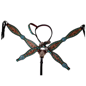 Juego de Accesorios para Montar a Caballo Black Sunflower |   Juego de Brida de Cuero para Caballo con Cabezada Occidental de Una Oreja |   EquiElite Exports EQ-001 Equipo Ecuestre Personalizado - Product Image 1