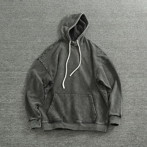 Sweat à capuche unisexe 100 % coton, chaud et respirant, style délavé, avec logo brodé personnalisé et boutons, pour homme - Product Image 2