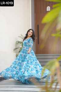 MostBeauriful Estampado floral Faux Georgette Anarkali Vestidos con estampado digital Vestidos para mujeres Ropa DE BODA Traje Salwar Kameez - Product Image 3