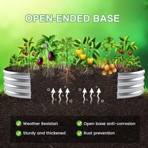 Jardinera Ovalada Grande de Acero Galvanizado Ecológica para Vegetales de Raíz, Flores, Exterior, Hogar, Fácil Montaje - Product Image 5