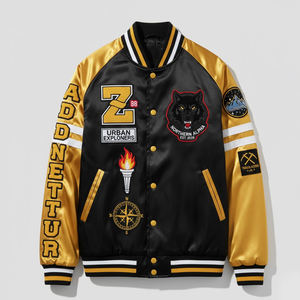 Chaqueta Universitaria de Satén para Hombre con Diseño y Talla Personalizados, Estilo Béisbol, Bordado Chenille, Chaquetas Universitarias de Satén para Hombre - Product Image 1