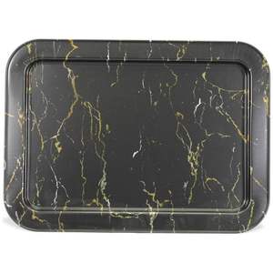 310x430mm Élégant Décoratif Antique Plateau De Service Rectangulaire Plateau Marbre Noir Fabriqué En Acier Marbre Naturel En Acier Inoxydable - Product Image 3