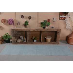 Alfombra turca Vintage azul moderna, 2,2x7,5 pies, lana hecha a mano, diseño de retazos abstractos, látex con forma de pasillo rectangular para habitación de coche - Product Image 1