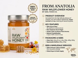 100% Pure Natural Raw Wildflower Honey Premium Liquid 454g Glass <b>Jar</b> Turkish Floral Bulk OEM Private Label Wholesale Candy & <b>Jam</b> - Product Image 2