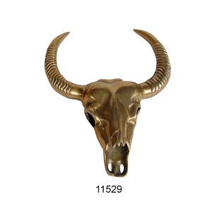 Antique Finished Aluminum Cast Long Horn Lace Sculpture Wall Hanging Brass Statue Carved Technique Sale <b>Item</b> - Product Image 2