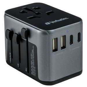 อะแดปเตอร์แปลงปลั๊กไฟแบบ Universal Travel Plug รุ่น UTA-04 ของ Verbatim พร้อมฟังก์ชัน PD แรงดันขาออก 5V กระแสไฟ 2A สำหรับใช้กับแล็ปท็อป รองรับ Type-C DC AC - Product Image 1