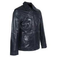 OEM Neuankömmling Herren Marineblau Einfarbige Rindsleder Echte Motorradjacke 100% Hochwertig Geringe Mindestbestellmenge Übergrößen Winter