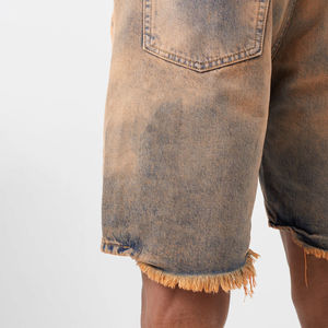 Pantalones cortos deportivos para hombre de alta calidad personalizados, color sólido, Denim desgastado, ropa de calle de talla grande con logotipo personalizado, servicio OEM - Product Image 3