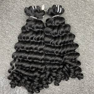 Venta al por mayor VQ Hair Vietnamita 100% Raw Natural Curly Big Curl Extensiones de cabello humano de alta calidad en todos los tamaños y colores - Product Image 1