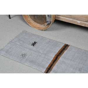 Alfombra de lana gris moderna de 1,4X3,7 pies, alfombra plana turca de tejido grande para sala de estar, pasillo, patrón de retazos, respaldo de látex - Product Image 5
