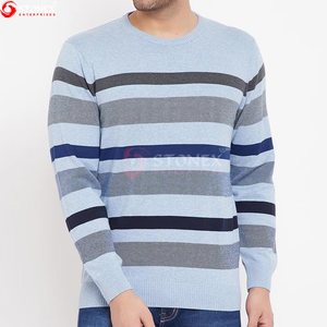 Venta al por mayor de suéteres de los hombres de encargo de color sólido de manga larga de medio alto O cuello de punto de estilo casual suéteres de los hombres - Product Image 1