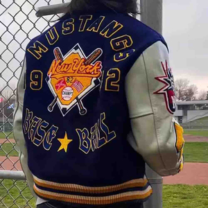 Vestes pour hommes Varsity Jacket pour hommes Style baseball Blouson bombardier Letterman à manches en laine et cuir Streetwear Logo personnalisé - Product Image 3