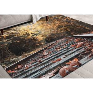 Tapis Chemin de Fer d'Automne : Tapis Imprimé Paysage Feuilles d'Automne, Tapis Doux Non Tissé - Product Image 2