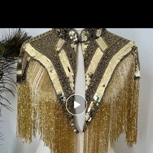 เดรสทรงโค้งสง่างามผ้าซาตินปักเลื่อมติดลูกปัดรูปทรงไม่สมมาตรเป็นมิตรกับสิ่งแวดล้อมคอวีผ้าขนสัตว์แคชเมียร์ซักได้ตามเทศกาล - Product Image 4