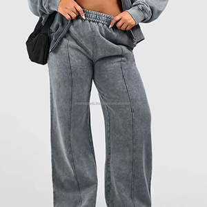Solid Print Winter Acid Wash Tracksuits <b>for</b> Adults Plus Size High Quality Oem Services Quick Dry Breathable Fleece Fabric - Product Image 5