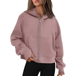 Sudaderas con capucha y cremallera de alta calidad para mujer, venta al por mayor, logotipo personalizado, forro polar de algodón OEM, ropa informal ajustada con estilo, ropa deportiva a la moda - Product Image 1