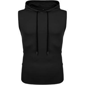 Best Selling Customized Design Lightweight Sleeveless hoodies 100% Cotton Custom Color Breathable Pullover Gym hoodies For Men - Product Image 1