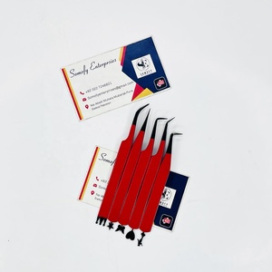 New <b>Lash</b> Extension Tweezers Black Tips Red Color Bottom Design Eyelash Tweezers Sharp Solid Tip Tweezer Sustainable <b>mink</b> - Product Image 6