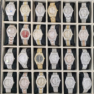 Montre Moissanite de luxe rose brillant entièrement automatique mécanique étanche montre Unique pour hommes montre Hip Hop de haute qualité acheter en gros - Product Image 1