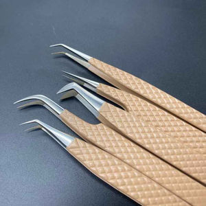 แหนบต่อขนตาแบบด้ามจับเพชรติดฉลากแบบส่วนตัวพร้อมปลายไฟเบอร์ทำจากสแตนเลสแบบญี่ปุ่น - Product Image 3