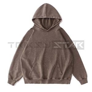 Sudadera con capucha desgastada para hombre y mujer con estampado de algodón 100% personalizado de gran tamaño, sudaderas holgadas lavadas de marca de moda Retro con hombros caídos - Product Image 4