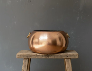 Maceta Redonda de Cobre y Oro Hecha a Mano, Personalizada, para Interiores y Exteriores, con Asa, para Decoración del Hogar y Jardín - Product Image 2