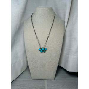 Kingman Turquoise & Sterling Silver Necklace Navajo-<b>Crafted</b> Cultural Collectible Jewelry One-of-a-Kind Piece - Product Image 3