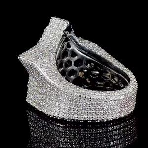 Venta al por mayor superventas 14K anillo de oro blanco Hip Hop joyería Micro pavimentado S925 forma de estrella cúbica latón hombres anillo de diamantes para hombres - Product Image 4
