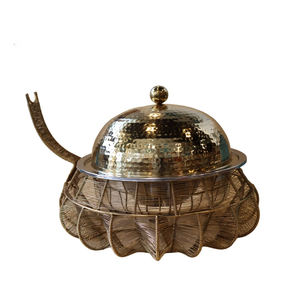 Silver Chafing <b>Dish</b> or <b>Cheffing</b> <b>Dish</b> or Chaffing <b>Dish</b> With Gold Knob - Product Image 3