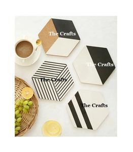 Hexagon Shape Set Of Four <b>Coaster</b> Different Design Wooden Tea Cup And <b>Glass</b> <b>Coaster</b> With High Quality - Product Image 1