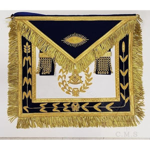 Deluxe Masonic past Grand Master <b>Apron</b> grand lodge Gold Embroidery Blue Fabric - Product Image 3