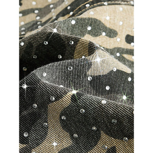 กางเกงขาสั้นคาร์โก้ลายพรางประดับพลอยเทียมสำหรับผู้ชายเครื่องแต่งกายแนวสตรีทผ้าแจ็กเก็ตสีเขียวประดับคริสตัลสไตล์ฮิปฮอปทรงหลวมใส่ได้พอดีกับยีนส์ฤดูร้อน - Product Image 4