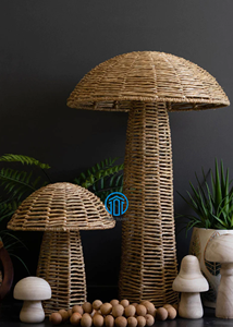 Natural Whimsy Hand Woven Water Hyacinth Mushrooms Ornements for Tabletop Room or Event Decor - Product Image 5